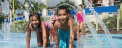 2 kids at the HEB Splash Park